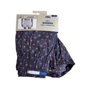Old Navy Men's OG Boxers Small Navy Geometric‎ Medallion 100% Cotton 3.5" Inseam